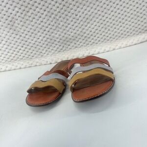 Madewell Joy Wavy Sandals Leather Slide Flat Multi-Strap Slip On Casual‎ Size 8